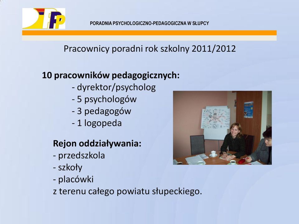 pedagogów - 1 logopeda Rejon oddziaływania: -