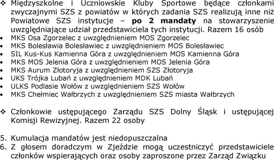 Razem 16 osób MKS Osa Zgorzelec z uwzględnieniem MOS Zgorzelec MKS Bolesławia Bolesławiec z uwzględnieniem MOS Bolesławiec SIL Kus-Kus Kamienna Góra z uwzględnieniem MOS Kamienna Góra MKS MOS Jelenia