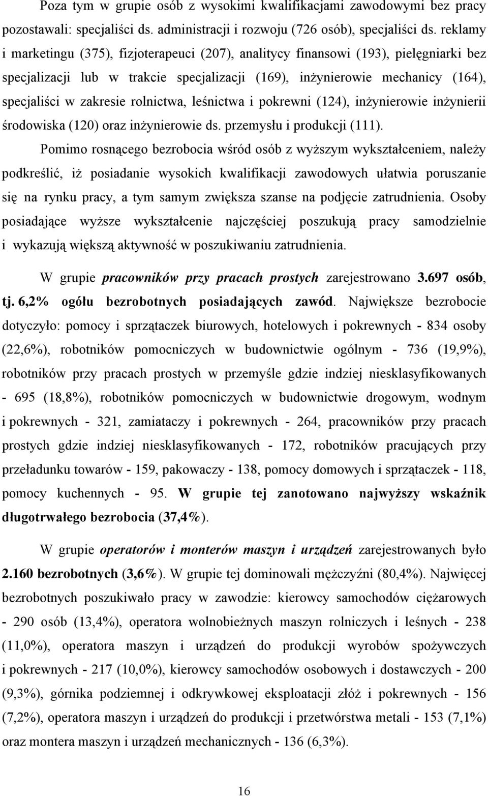 rolnictwa, leśnictwa i pokrewni (124), inżynierowie inżynierii środowiska (12) oraz inżynierowie ds. przemysłu i produkcji (111).