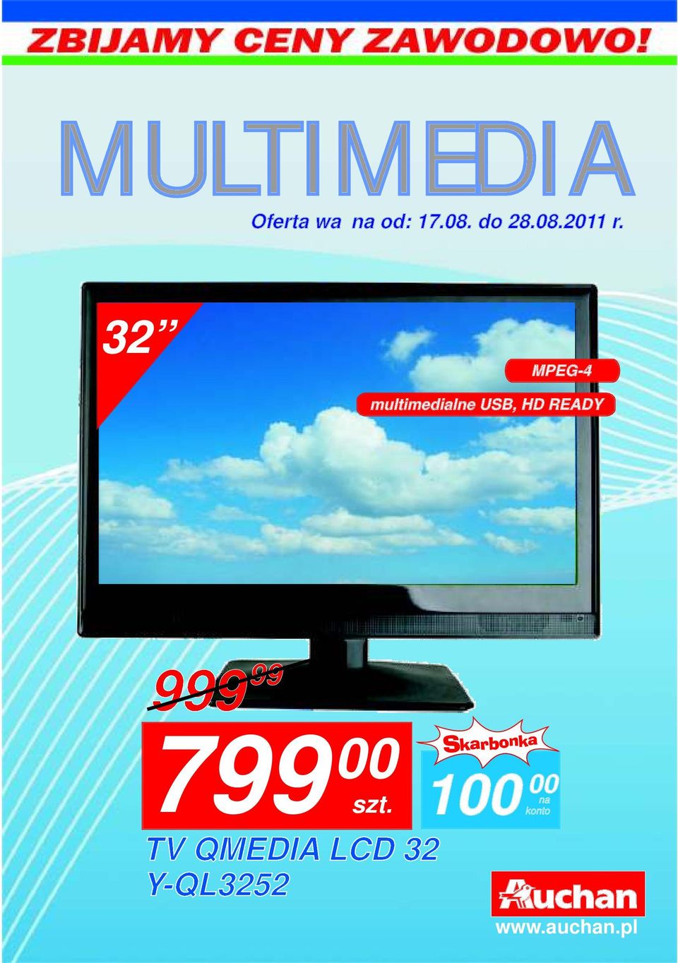 32 multimedialne USB, HD READY