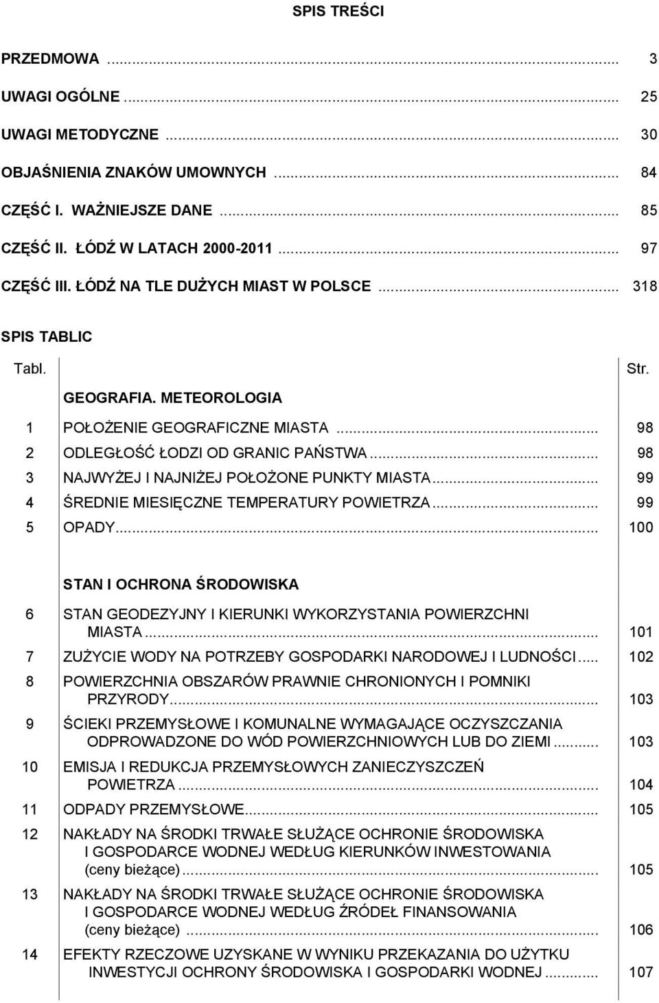 .. 98 3 NAJWYŻEJ I NAJNIŻEJ POŁOŻONE PUNKTY MIASTA... 99 4 ŚREDNIE MIESIĘCZNE TEMPERATURY POWIETRZA... 99 5 OPADY.