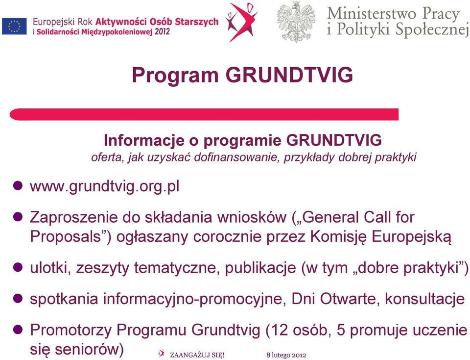 pl Zaproszenie do składania wniosków ( General Call for Proposals ) ogłaszany corocznie przez Komisję