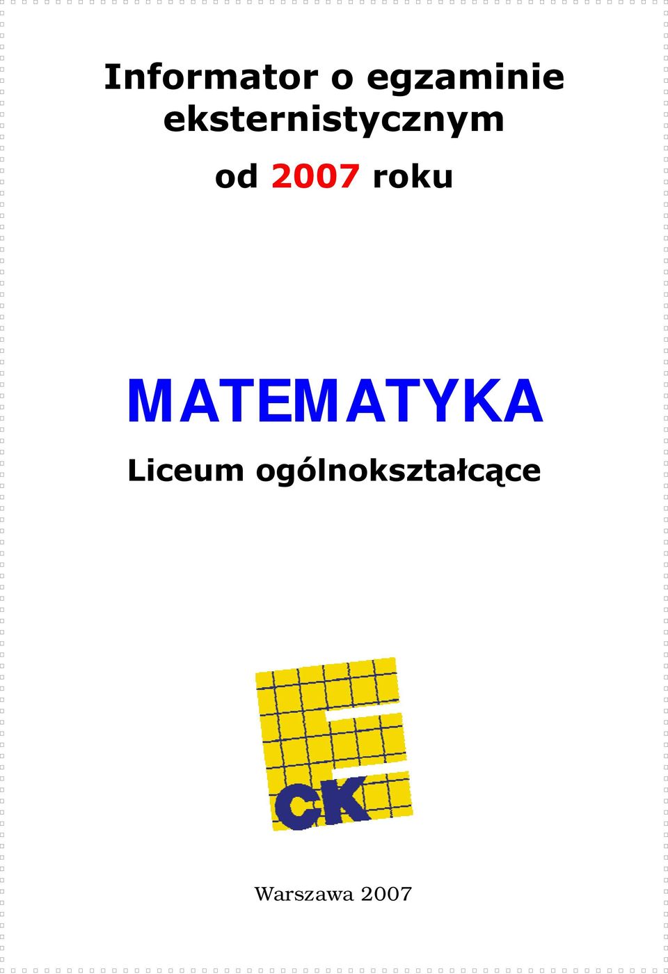 roku MATEMATYKA Liceum