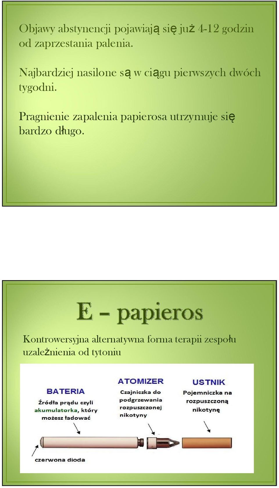 Pragnienie zapalenia papierosa utrzymuje się bardzo długo.