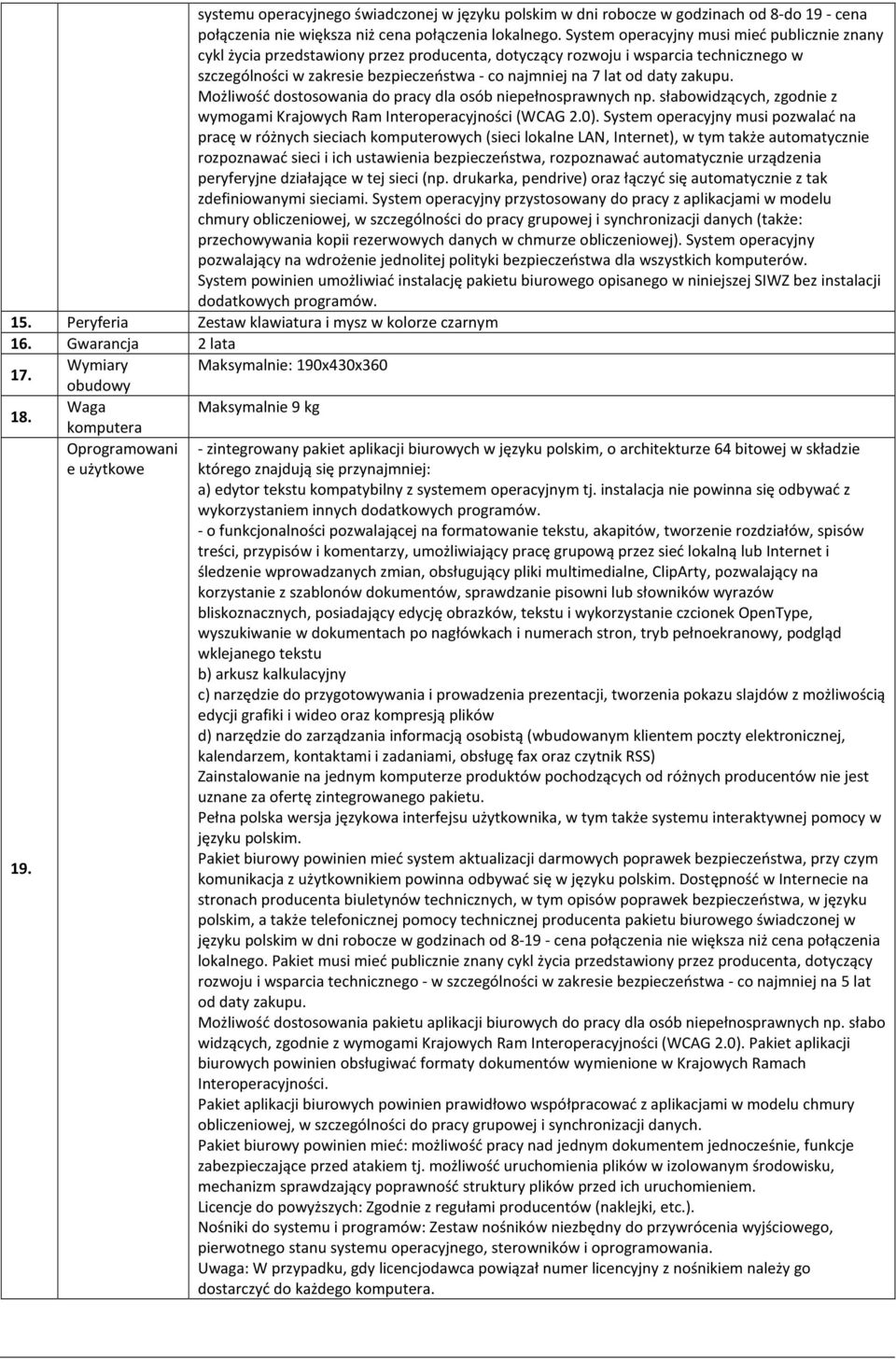 daty zakupu. Możliwość dostosowania do pracy dla osób niepełnosprawnych np. słabowidzących, zgodnie z wymogami Krajowych Ram Interoperacyjności (WCAG 2.0).