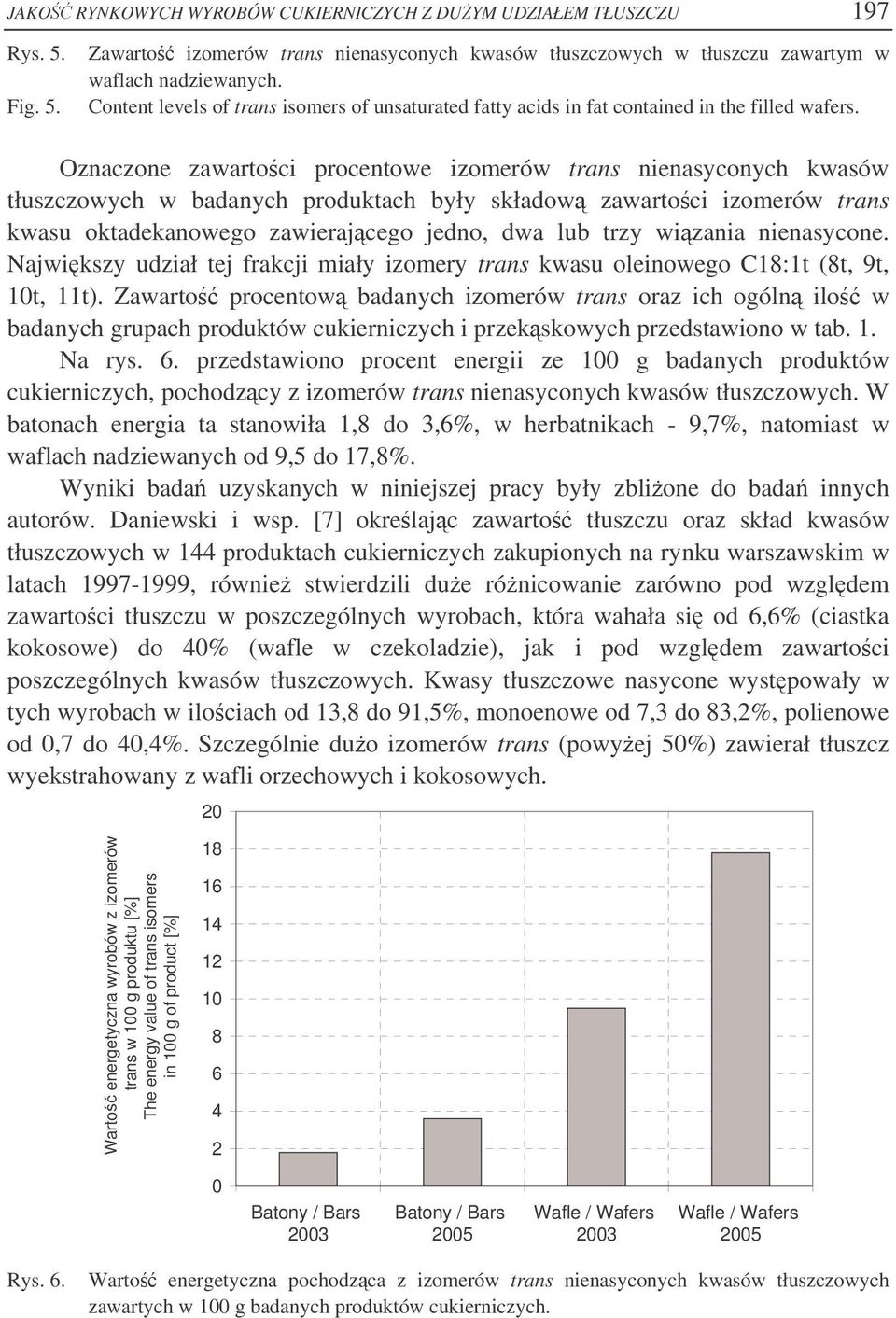 Oznaczone zawartoci procentowe izomerów trans nienasyconych kwasów tłuszczowych w badanych produktach były składow zawartoci izomerów trans kwasu oktadekanowego zawierajcego jedno, dwa lub trzy