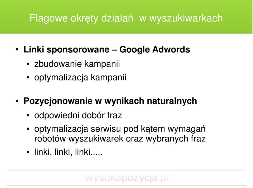 wynikach naturalnych odpowiedni dobór fraz optymalizacja serwisu pod