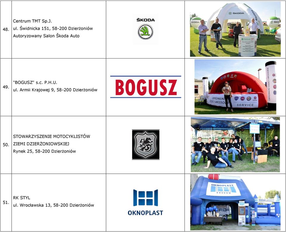 "BOGUSZ" s.c. P.H.U. ul. Armii Krajowej 9, 58-200 Dzierżoniów 50.