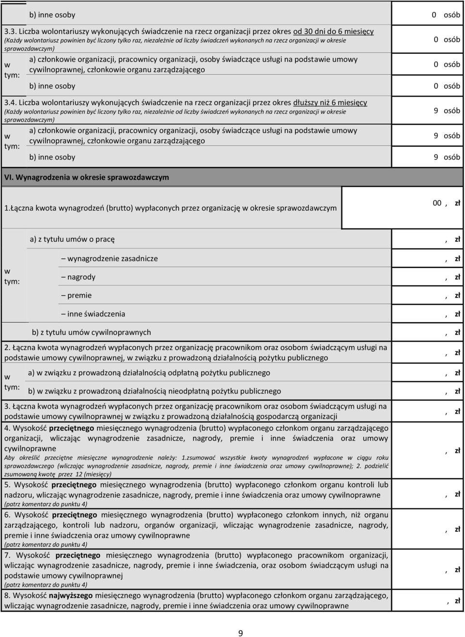 rzecz organizacji okresie spraozdaczym) a) członkoie organizacji, praconicy organizacji, osoby śiadczące usługi na podstaie umoy cyilnopranej, członkoie organu zarządzającego 0 osób 0 osób .