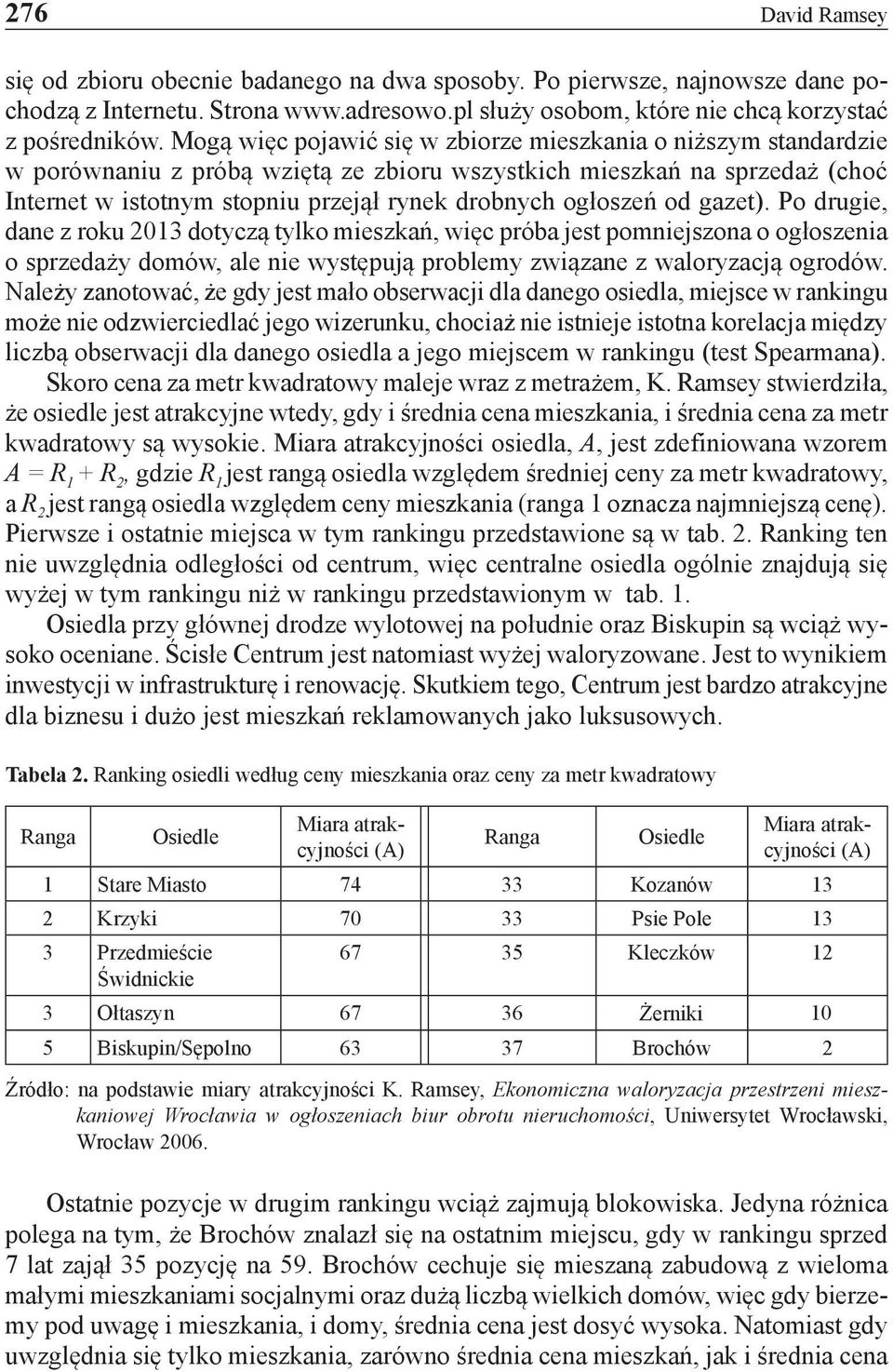 ogłoszeń od gazet). Po drugie, dane z roku 2013 dotyczą tylko mieszkań, więc próba jest pomniejszona o ogłoszenia o sprzedaży domów, ale nie występują problemy związane z waloryzacją ogrodów.