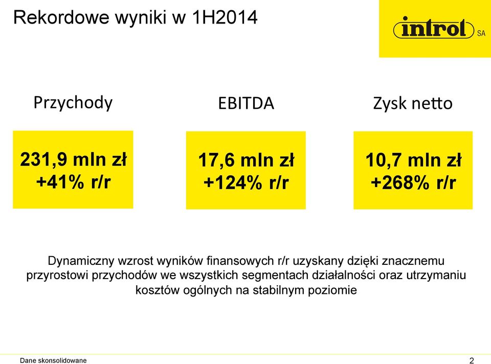 uzyskany dzięki znacznemu przyrostowi przychodów we wszystkich segmentach