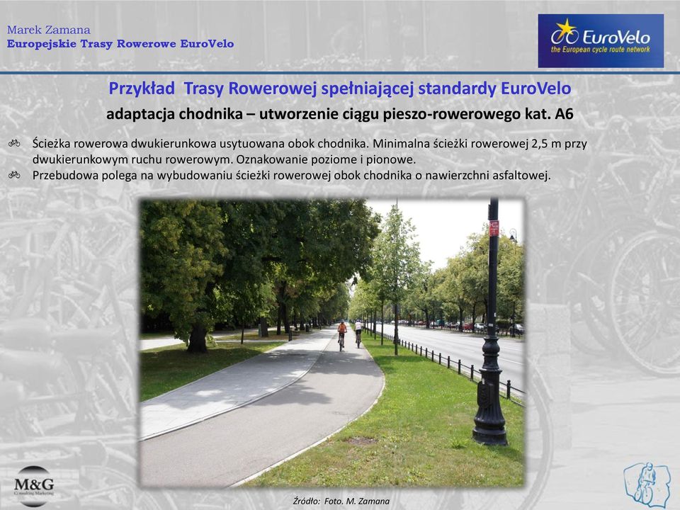 Minimalna ścieżki rowerowej 2,5 m przy dwukierunkowym ruchu rowerowym.