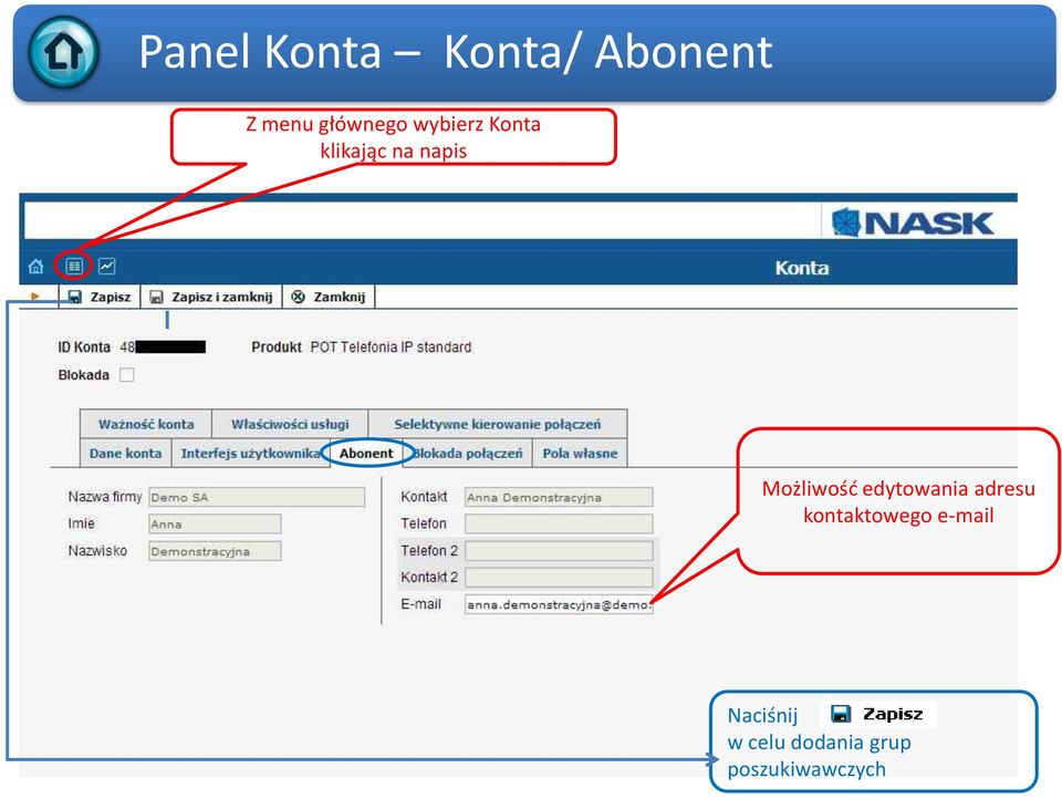 Możliwość edytowania adresu kontaktowego
