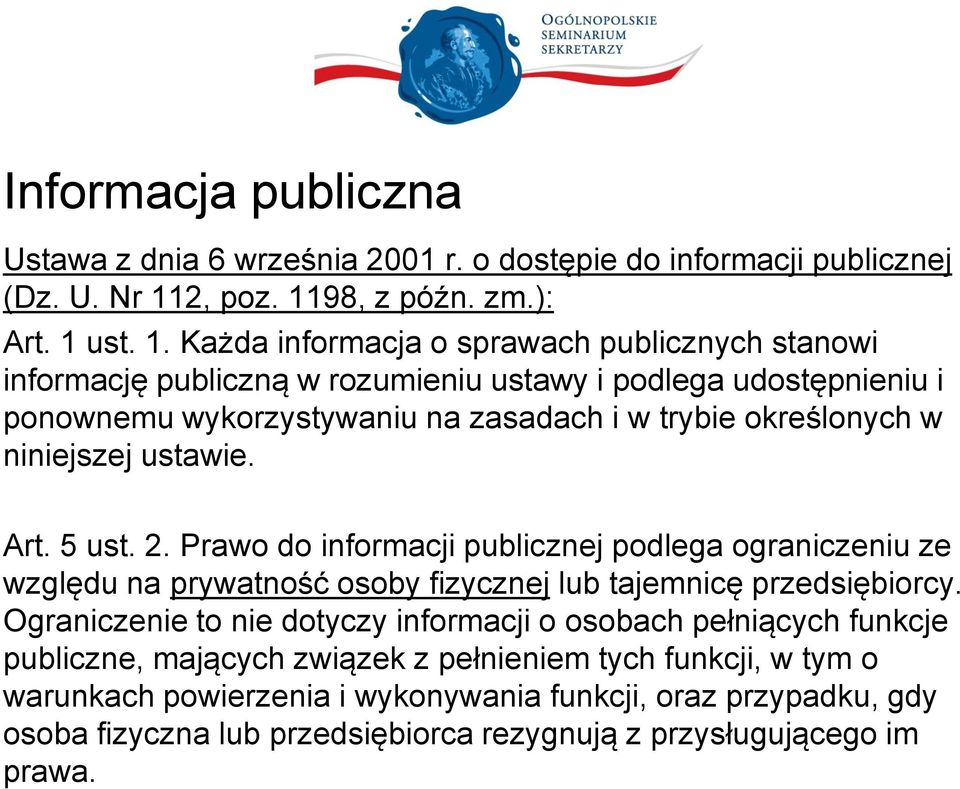 98, z późn. zm.): Art. 1 