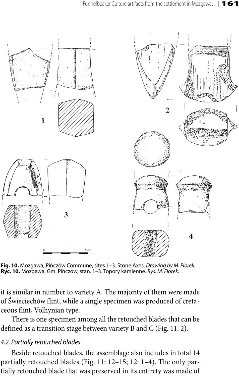 There is one specimen among all the retouched blades that can be defined as a transition stage between variety B and C (Fig. 11: 2)