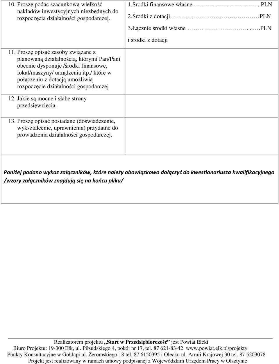 Proszę opisać zasoby związane z planowaną działalnością, którymi Pan/Pani obecnie dysponuje /środki finansowe, lokal/maszyny/ urządzenia itp.