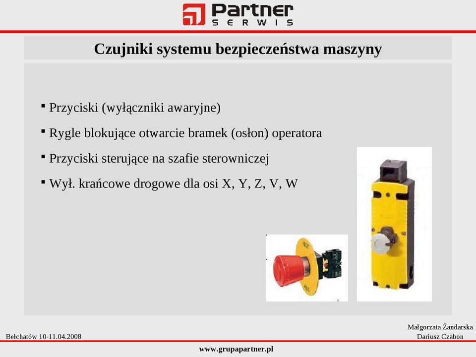 bramek (osłon) operatora Przyciski sterujące na