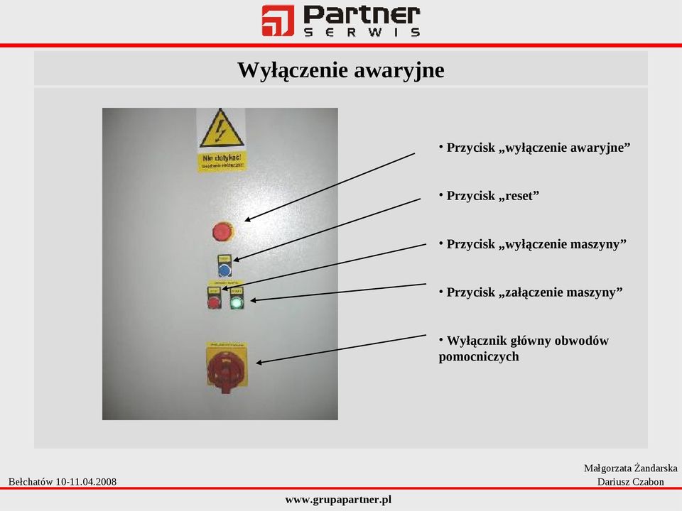 wyłączenie maszyny Przycisk załączenie