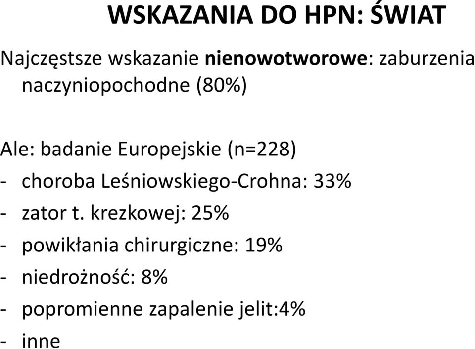 choroba Leśniowskiego-Crohna: 33% - zator t.