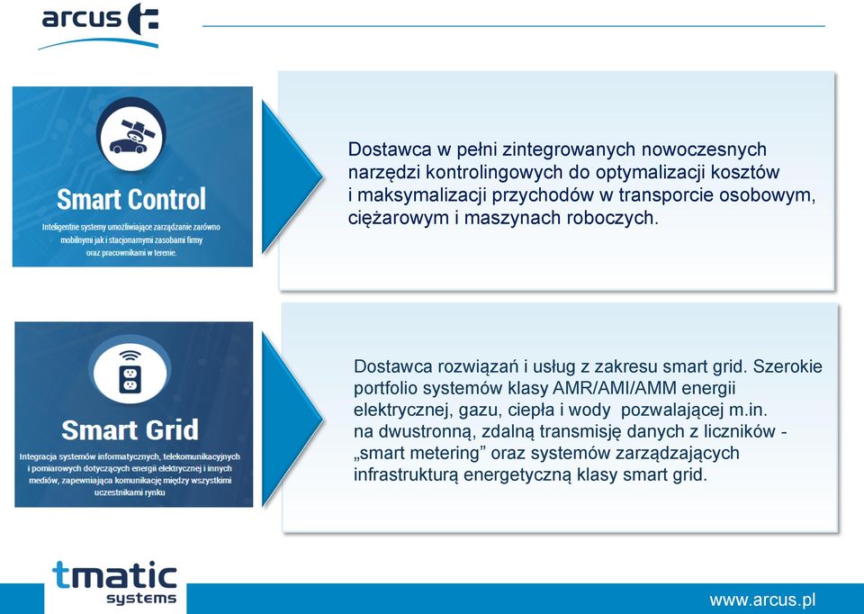 Szerokie portfolio systemów klasy AMR/AMI/AMM energii elektrycznej, gazu, ciepła i wody pozwalającej m.in.