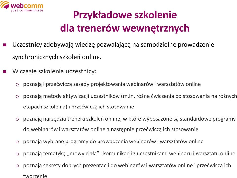 rów i warsztatów online