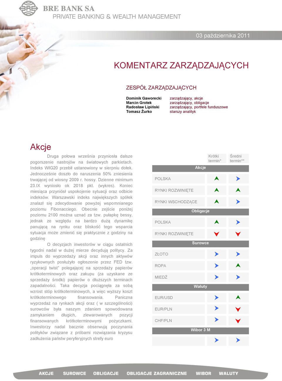 Jednocześnie doszło do naruszenia 50% zniesienia trwającej od wiosny 2009 r. hossy. Dzienne minimum 23.IX wyniosło ok 2018 pkt. (wykres).