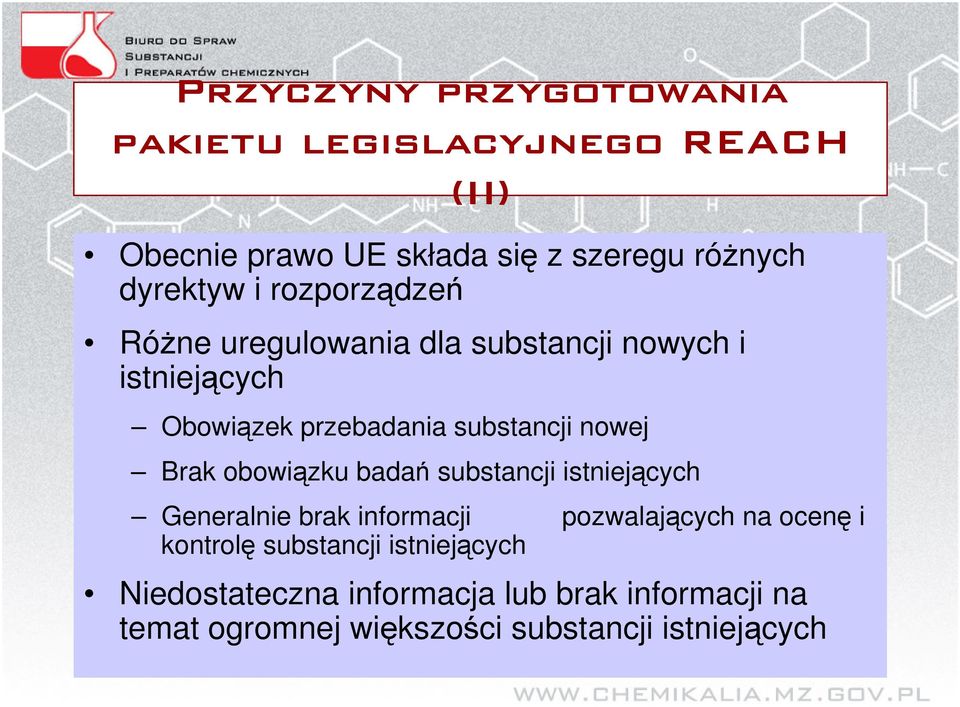 substancji istniejcych Generalnie brak informacji pozwalajcych na ocen i kontrol substancji