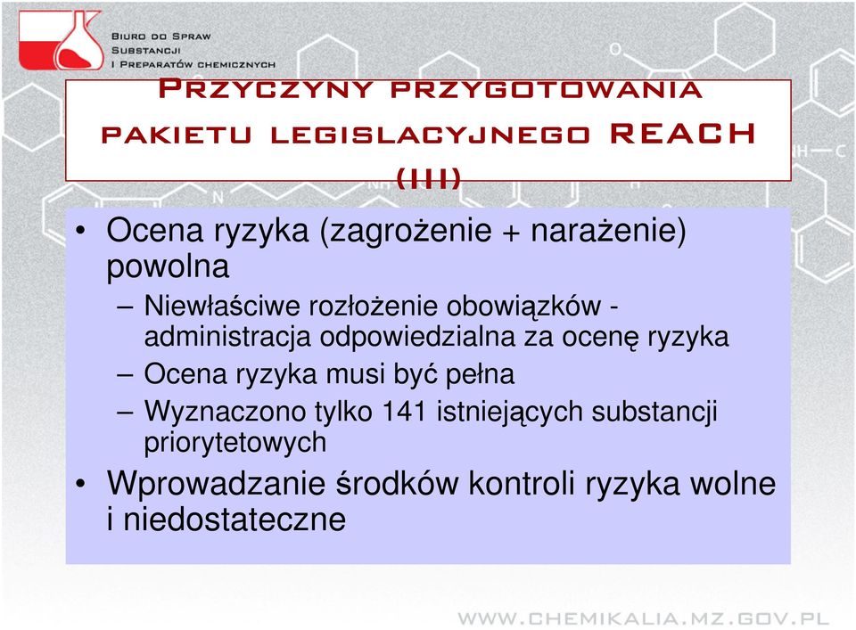 ryzyka musi by pełna Wyznaczono tylko 141 istniejcych substancji