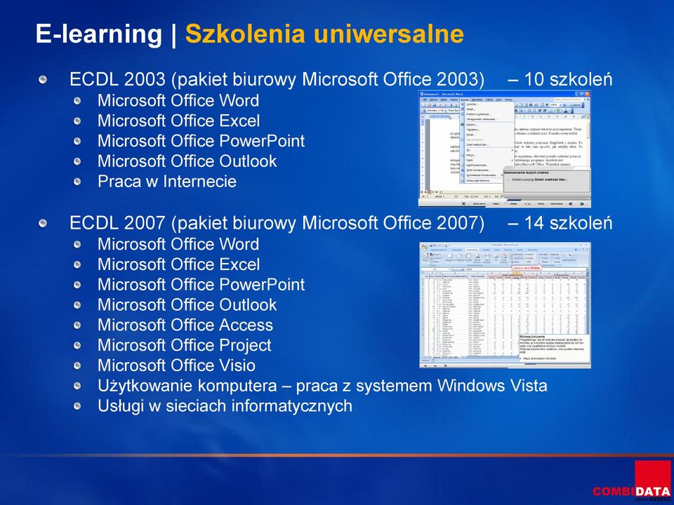 Microsoft Office Word Microsoft Office Excel Microsoft Office PowerPoint Microsoft Office Outlook Microsoft Office Access Microsoft