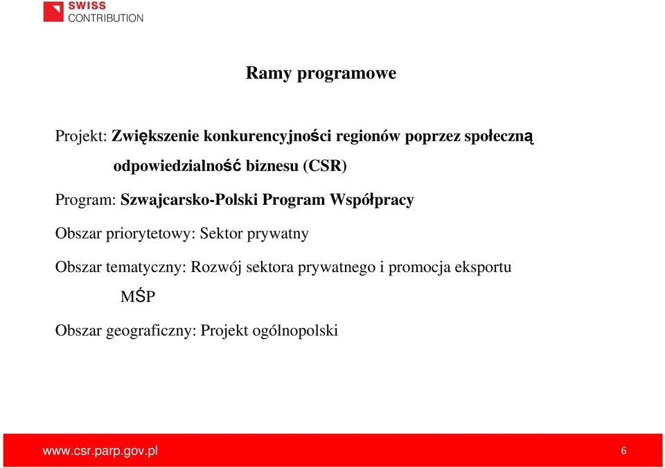 Obszar priorytetowy: Sektor prywatny Obszar tematyczny: Rozwój sektora prywatnego