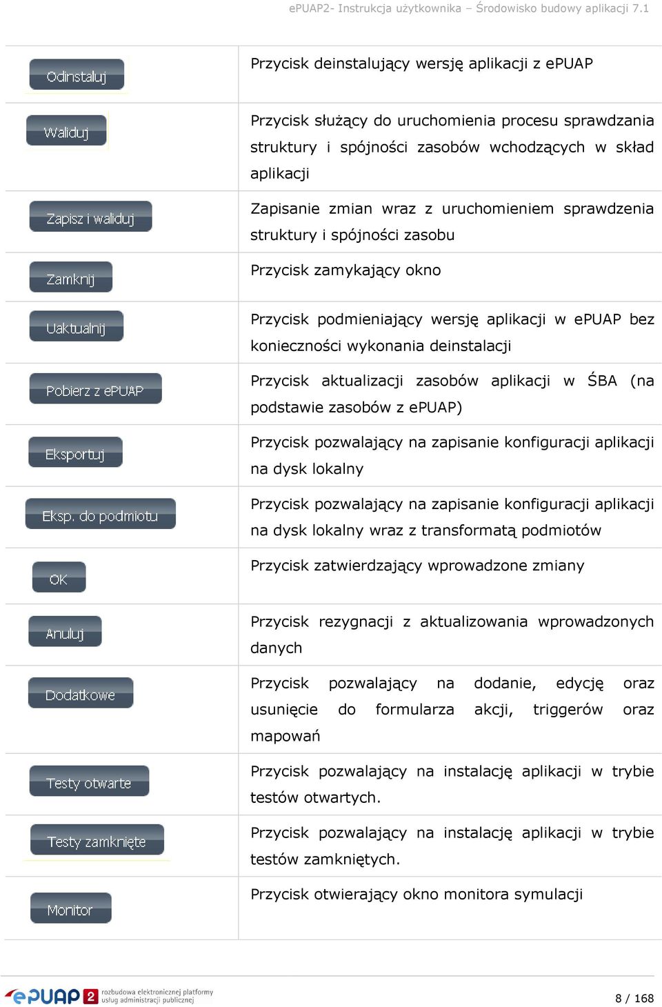 (na podstawie zasobów z epuap) Przycisk pozwalający na zapisanie konfiguracji aplikacji na dysk lokalny Przycisk pozwalający na zapisanie konfiguracji aplikacji na dysk lokalny wraz z transformatą
