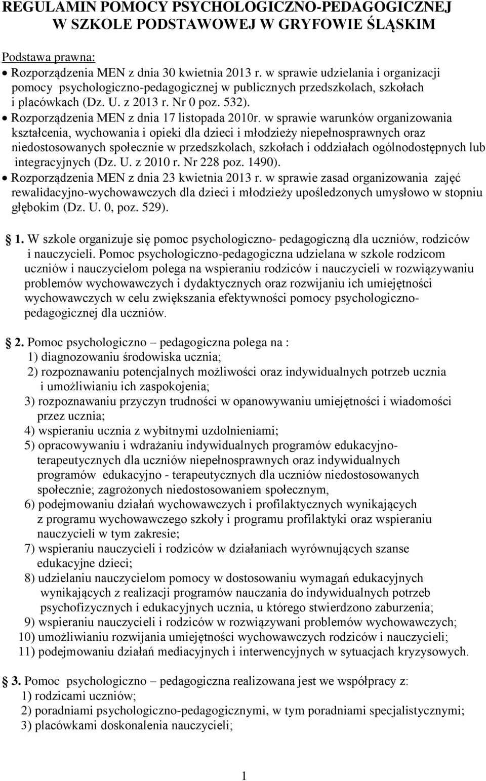 Rozporządzenia MEN z dnia 17 listopada 2010r.