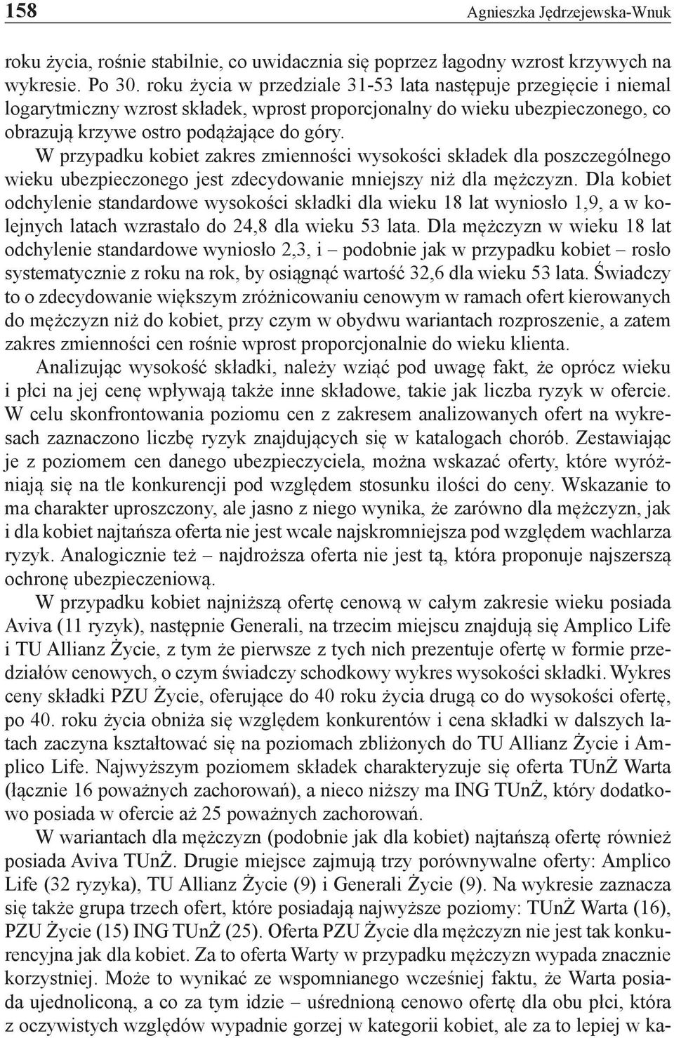 W przypadku kobiet zakres zmienności wysokości składek dla poszczególnego wieku ubezpieczonego jest zdecydowanie mniejszy niż dla mężczyzn.