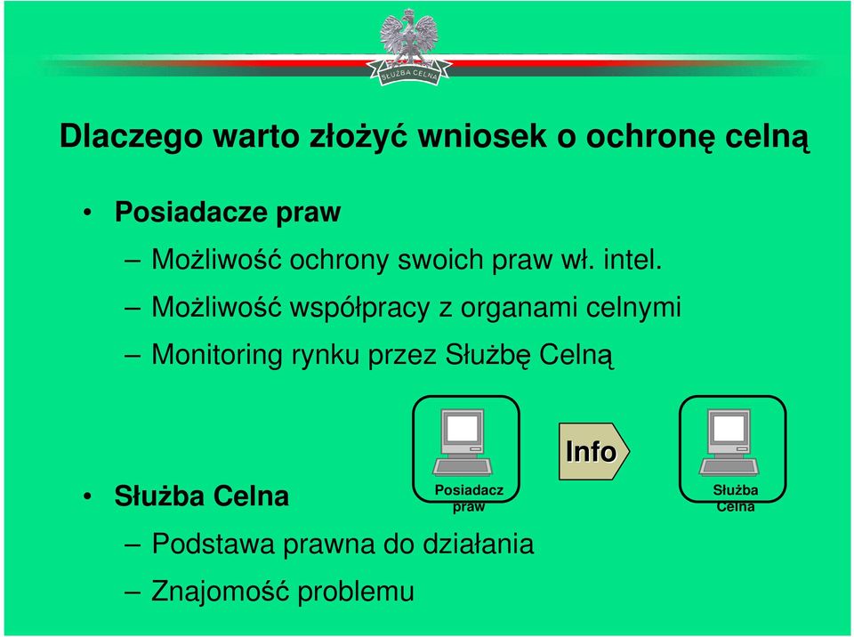 MoŜliwość współpracy z organami celnymi Monitoring rynku przez