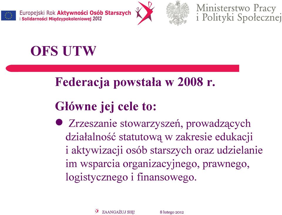 działalność statutową w zakresie edukacji i aktywizacji osób