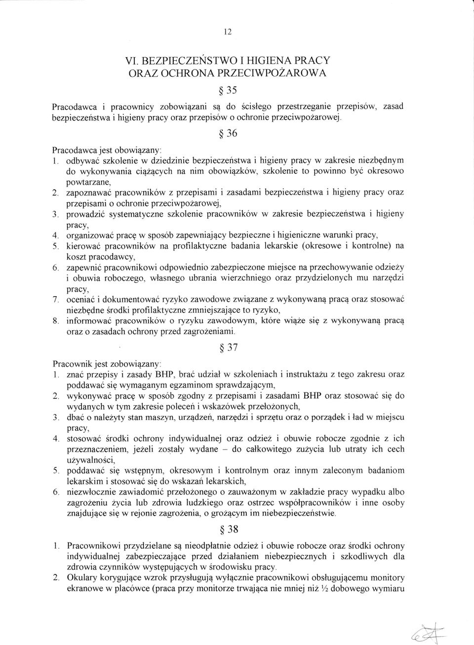 ochronie przeciwpozarowej. $36 Pracodawca jest obowi qz,any'. l.