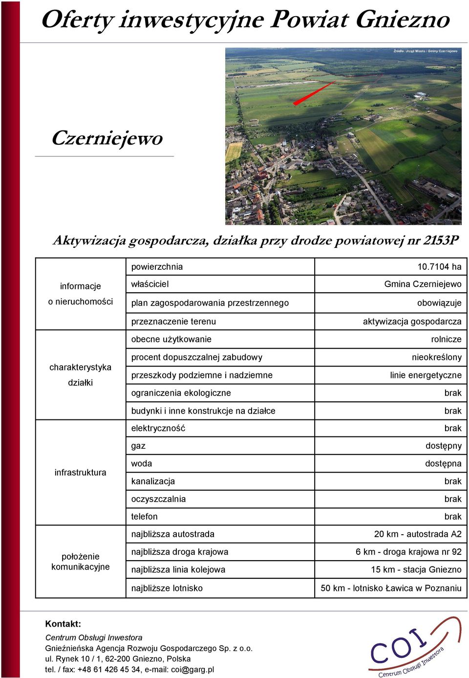 7104 ha Gmina Czerniejewo aktywizacja gospodarcza rolnicze nieokreślony linie