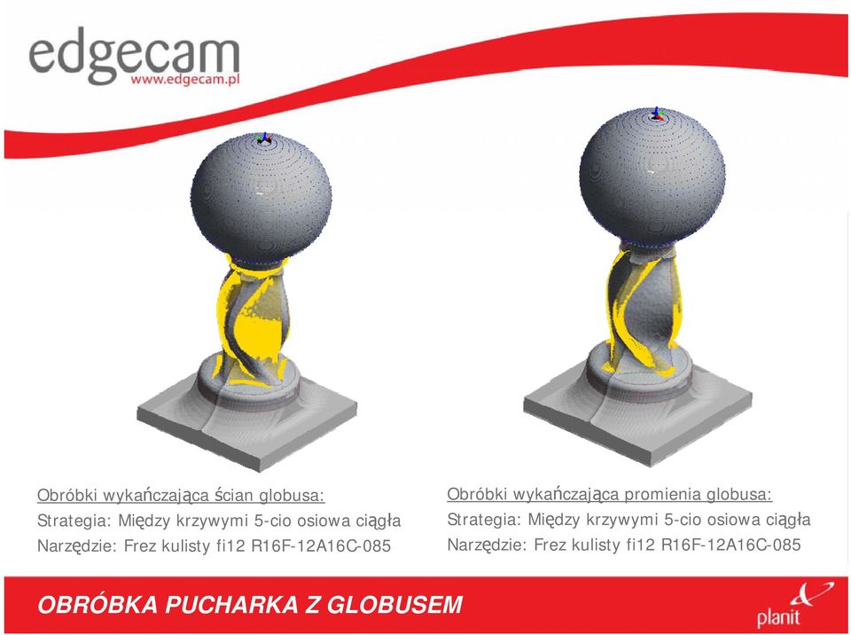wykańczająca promienia globusa: Strategia: Między krzywymi 5-cio osiowa