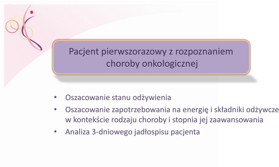 energię i składniki odżywcze w kontekście rodzaju choroby i