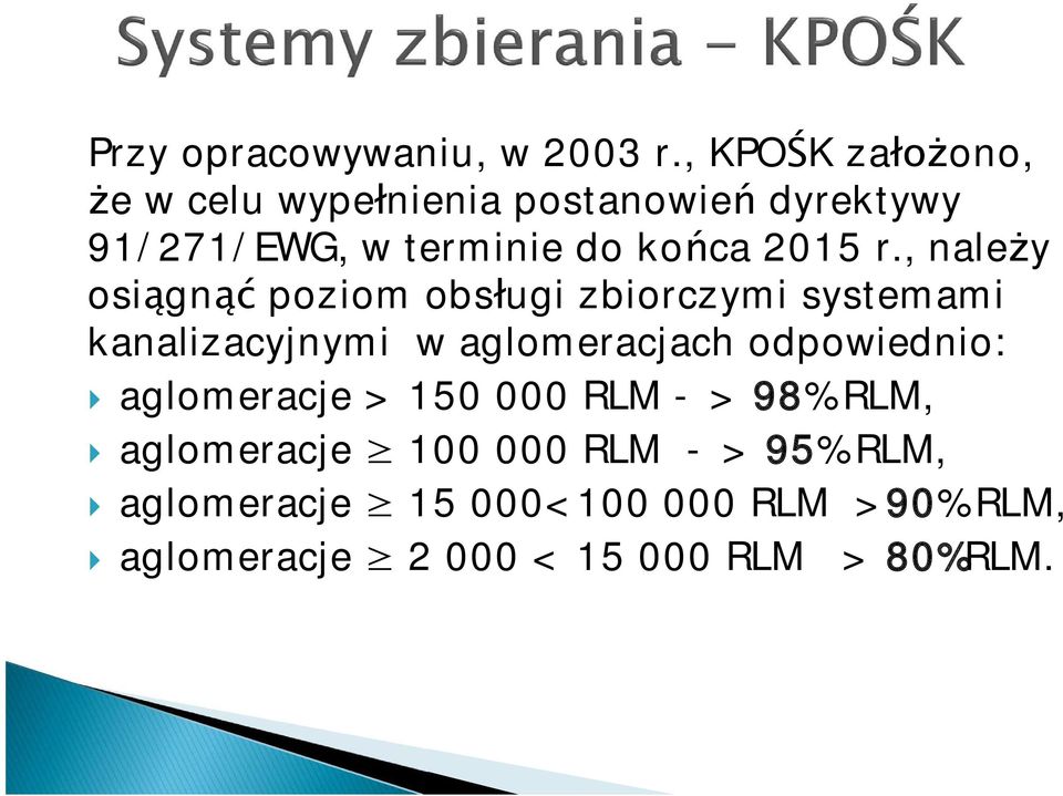 r., nale y osi gn poziom obs ugi zbiorczymi systemami kanalizacyjnymi w aglomeracjach