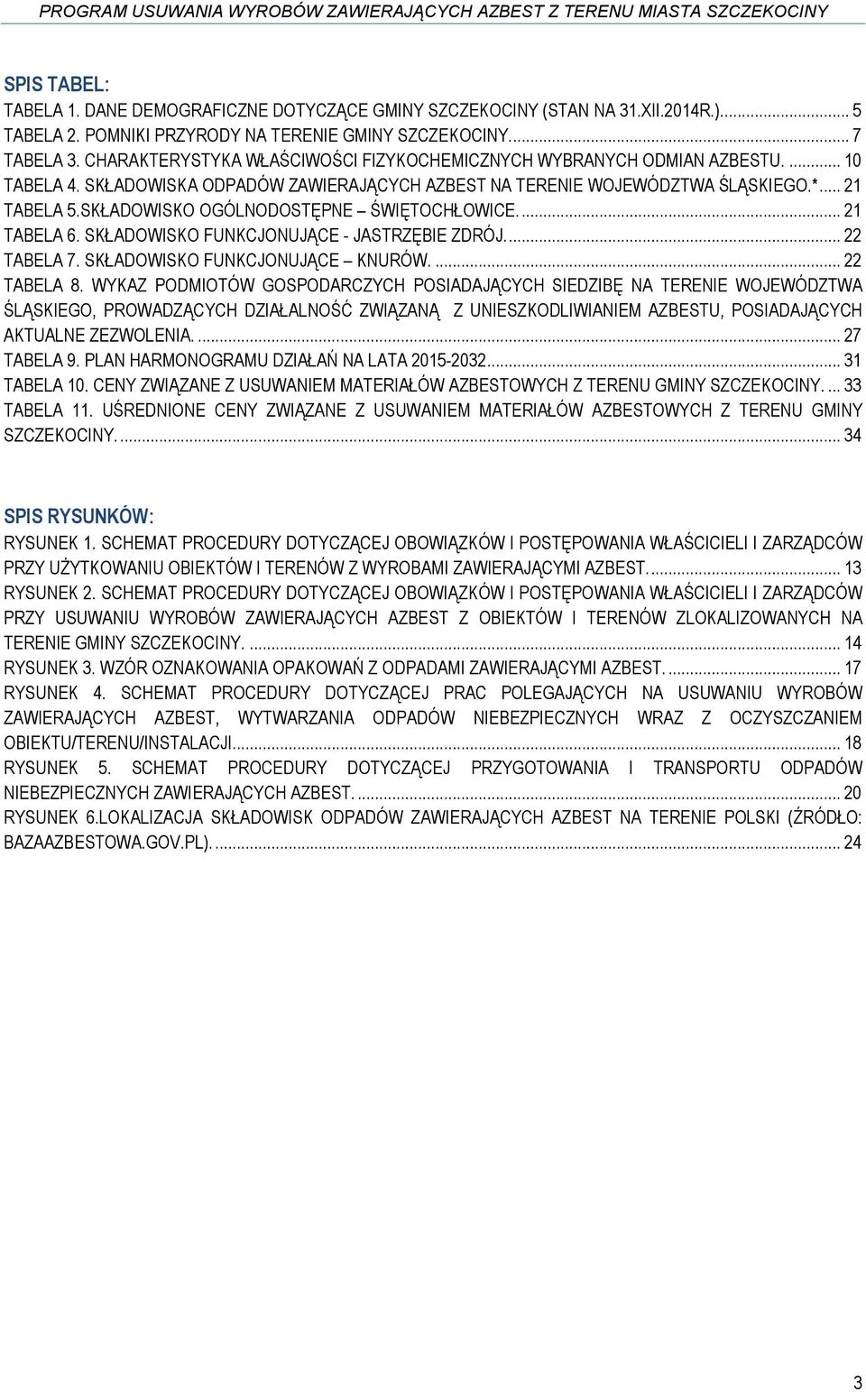 SKŁADOWISKO OGÓLNODOSTĘPNE ŚWIĘTOCHŁOWICE.... 21 TABELA 6. SKŁADOWISKO FUNKCJONUJĄCE - JASTRZĘBIE ZDRÓJ.... 22 TABELA 7. SKŁADOWISKO FUNKCJONUJĄCE KNURÓW.... 22 TABELA 8.
