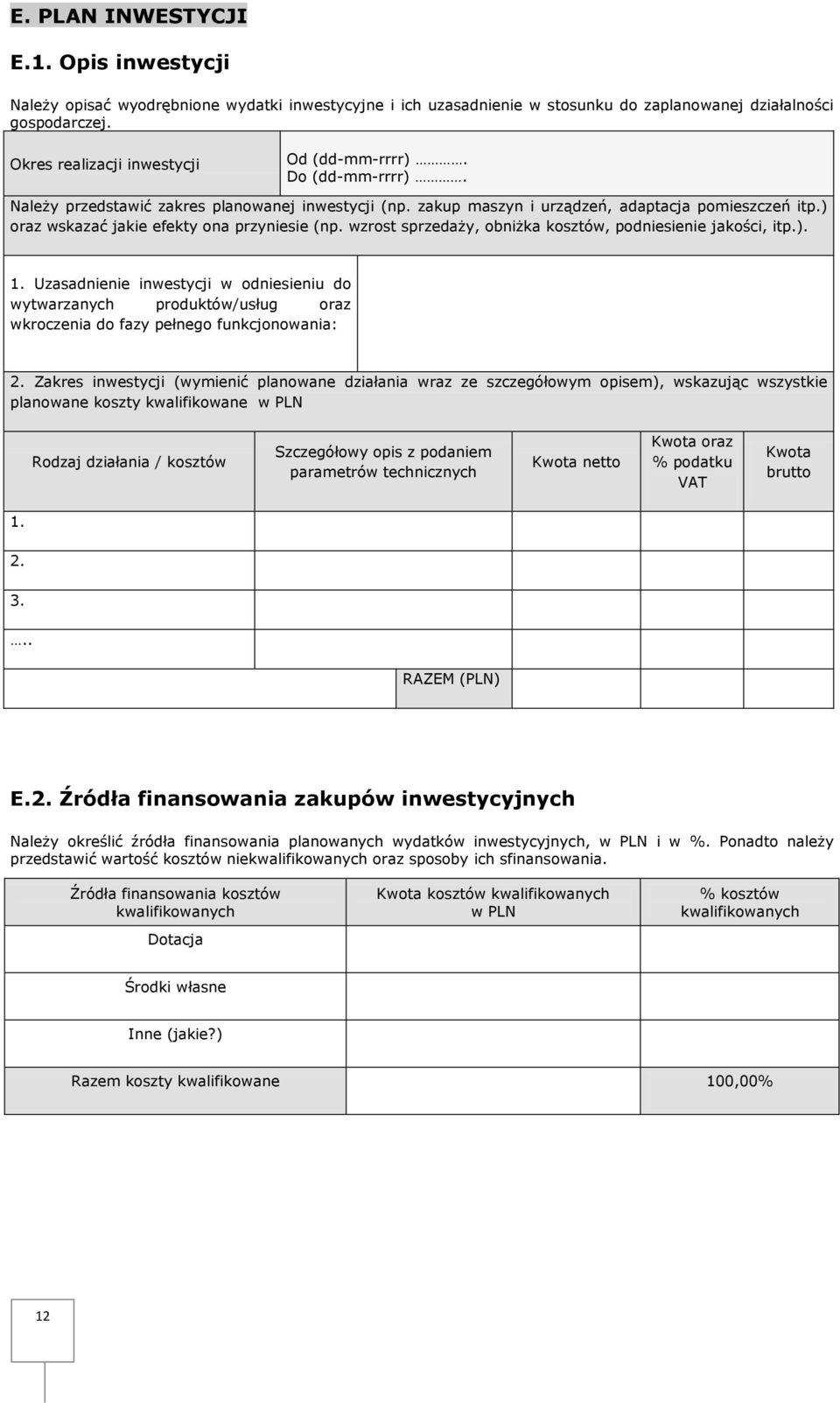 ) oraz wskazać jakie efekty ona przyniesie (np. wzrost sprzedaży, obniżka kosztów, podniesienie jakości, itp.). Uzasadnienie inwestycji w odniesieniu do wytwarzanych produktów/usług oraz wkroczenia