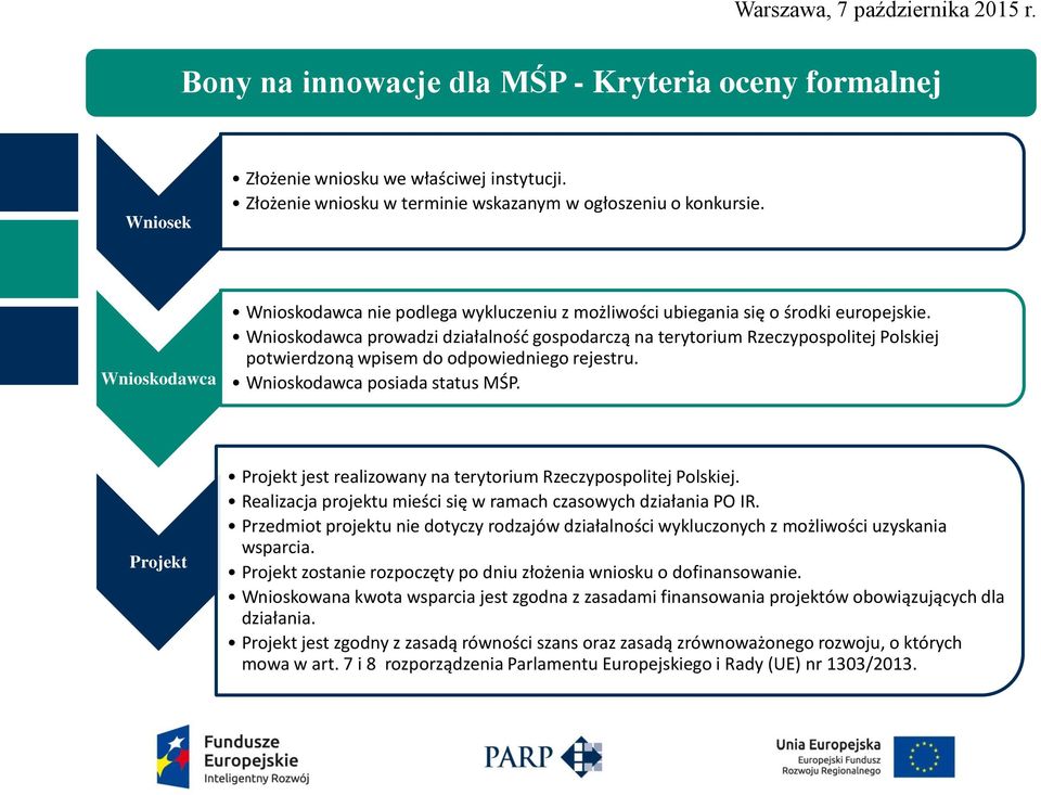 Wnioskodawca prowadzi działalność gospodarczą na terytorium Rzeczypospolitej Polskiej potwierdzoną wpisem do odpowiedniego rejestru. Wnioskodawca posiada status MŚP.