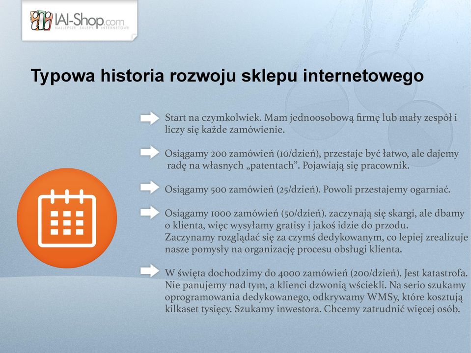 Osiągamy 1000 zamówień (50/dzień). zaczynają się skargi, ale dbamy o klienta, więc wysyłamy gratisy i jakoś idzie do przodu.