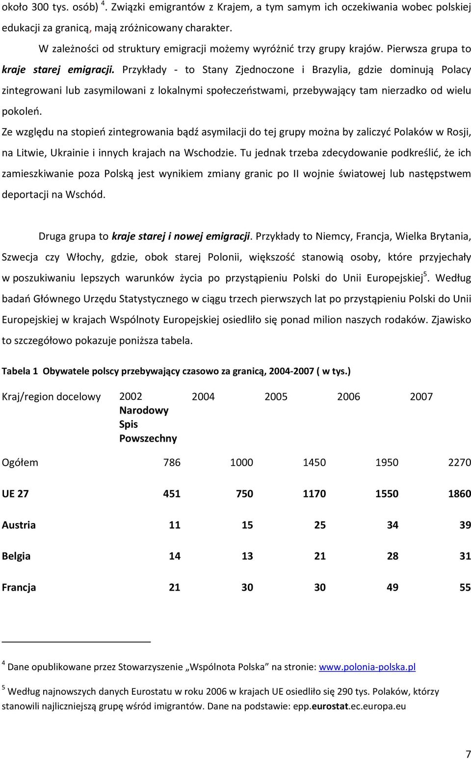 Przykłady - to Stany Zjednoczone i Brazylia, gdzie dominują Polacy zintegrowani lub zasymilowani z lokalnymi społeczeństwami, przebywający tam nierzadko od wielu pokoleń.
