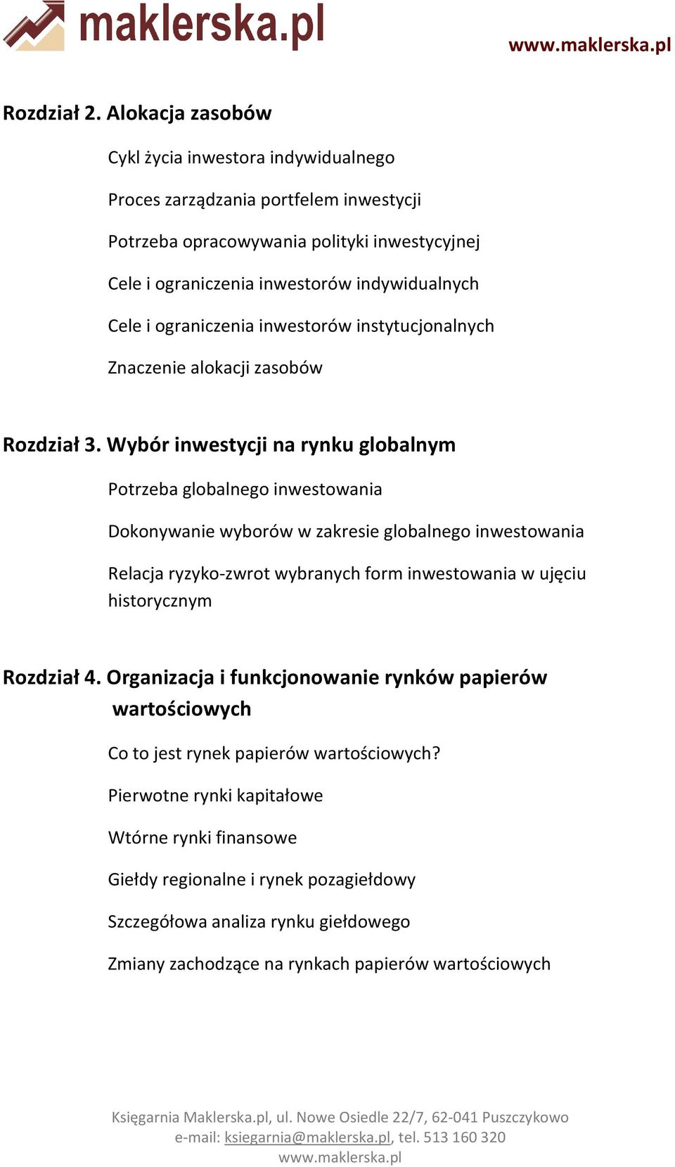 ograniczenia inwestorów instytucjonalnych Znaczenie alokacji zasobów Rozdział 3.