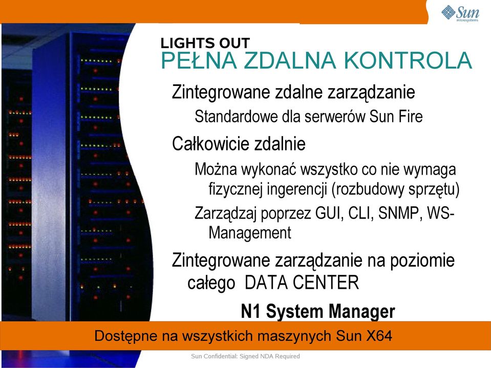 Zarządzaj poprzez GUI, CLI, SNMP, WSManagement Zintegrowane zarządzanie na poziomie całego DATA