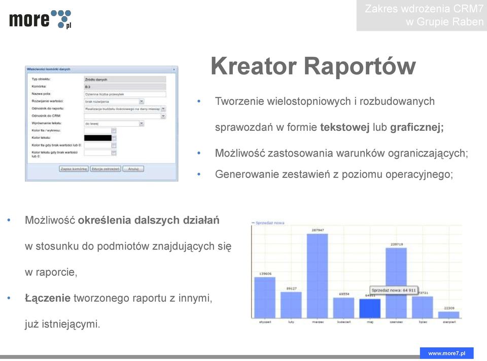 ograniczających; Generowanie zestawień z poziomu operacyjnego; Możliwość określenia dalszych