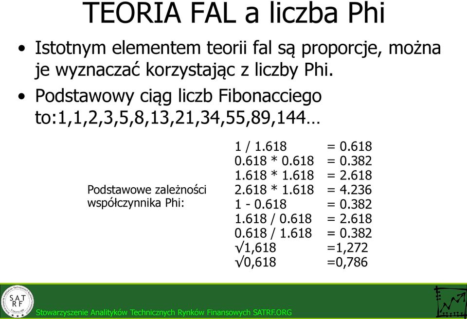 Podstawowy ciąg liczb Fibonacciego to:1,1,2,3,5,8,13,21,34,55,89,144 Podstawowe zależności