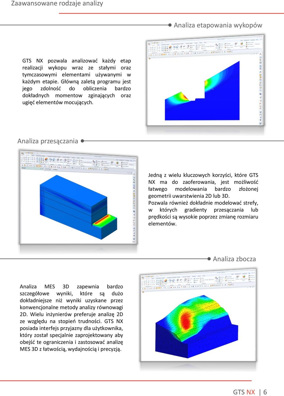 Analiza przesączania Jedną z wielu kluczowych korzyści, które GTS NX ma do zaoferowania, jest możliwość łatwego modelowania bardzo złożonej geometrii uwarstwienia 2D lub 3D.